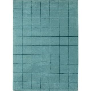 Hand tufted Contemporary Geometric pattern Blue Area Rug (5 X 8)