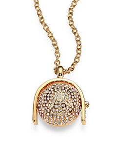 Kara by Kara Ross Sphere Pendant Necklace   Gold Crystal