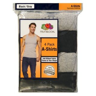 Fruit of the Loom Mens A Shirts 4 Pack   Black/Grey L