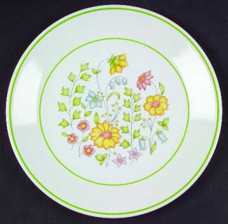 Corning Meadow Salad Plate, Fine China Dinnerware   Corelle, Floral Center, Gree