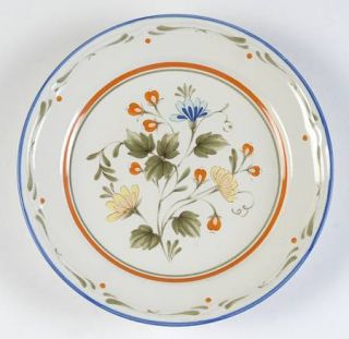 Sakura Angela Salad Plate, Fine China Dinnerware   Yellow,Blue&Orange Flowers,Ba