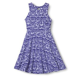 Xhilaration Juniors Printed Fit & Flare Dress   Blue XL(15 17)