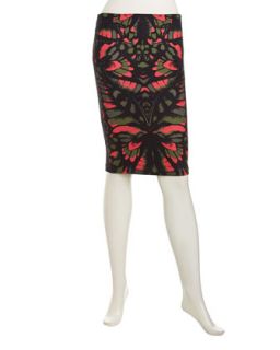 Floral Print Stretch Skirt, Pink/Black