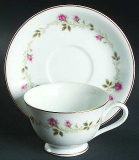 Rose (Japan) Sierra Rose Footed Cup & Saucer Set, Fine China Dinnerware   Ring O