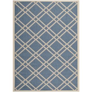Safavieh Indoor/ Outdoor Courtyard Crisscross pattern Blue/ Beige Rug (53 X 77)