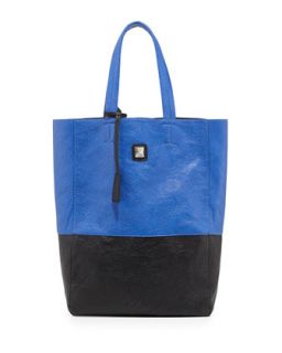 Kami Colorblock Faux Leather Tote Bag, Cobalt/Black