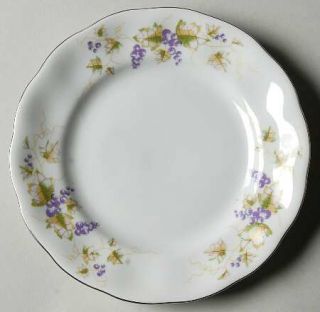 Favolina Ivy Bread & Butter Plate, Fine China Dinnerware   Purple Grapes,Green V