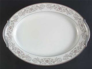 Noritake Westbrook 16 Oval Serving Platter, Fine China Dinnerware   Gray/Blue S