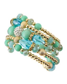 Beaded Crystal Wrap Bracelet, Turquoise