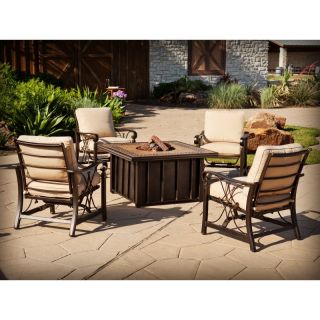 Agio Sentinal Spring Rocker Chair Conversation Set with Fire Pit Multicolor  