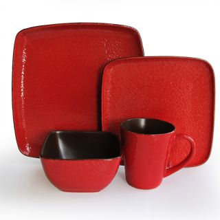 American Atelier Caliente Red 16 Piece Dinnerware Set (RedFinish Reactive glazeMaterials EarthenwareDimensions Dinner plates 10.75 inchesSalad plates 8.75 inchesBowls 6 inches Mugs 16 ouncesCare instructions Dishwasher and microwave safe Number of 