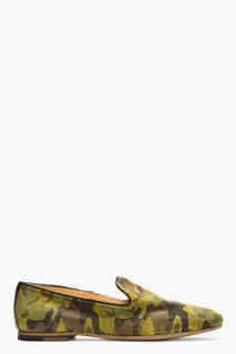 H By Hudson Green Suede Camo Safi Loafers