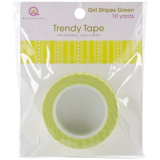 Girl Trendy Tape 15mm X 10yds green Stripes
