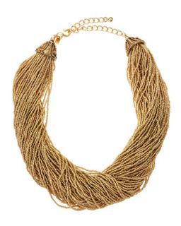 Golden Bead Multi Strand Collar Necklace