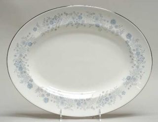 Wedgwood Belle Fleur 13 Oval Serving Platter, Fine China Dinnerware   Blue & Gr