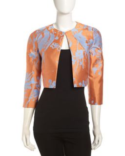Elle Floral Design Jacquard Jacket, Orange Multi