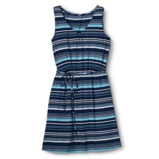 Merona Womens Knit Tank Dress w/Self Tie   Waterloo Blue Stripe   XS