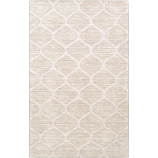 Hand crafted Solid White Lattice Elton Wool Rug (5 X 8)