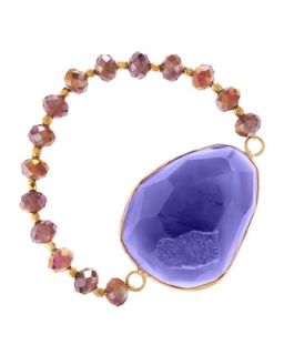 Druzy Stone Stretch Bracelet, Purple