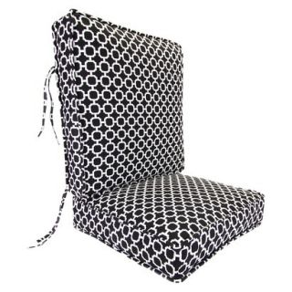 Outdoor Deep Seat & Back Cushion   Black/White Geometric