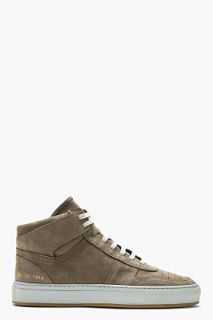 Common Projects Grey Nubuck Mid_top Basketball Sneakers