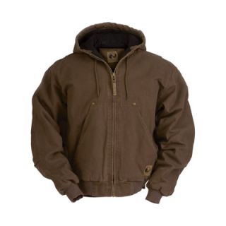 Berne Original Washed Hooded Jacket   Quilt Lined, Bark, Large Tall, Model#