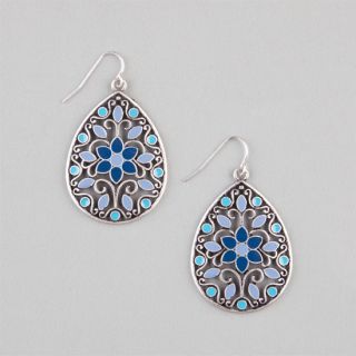 Floral Teardrop Earrings Silver One Size For Women 234758140