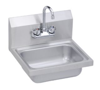 Elkay Wall Hand Sink w/ Gooseneck Faucet & Basket Strainer, 17x15 in