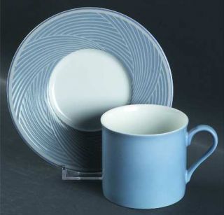 Dansk Jacquard Blue Flat Cup & Saucer Set, Fine China Dinnerware   Tapestries,Bl