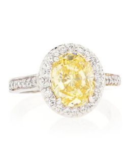 Oval Cut Canary Yellow CZ Pave Ring