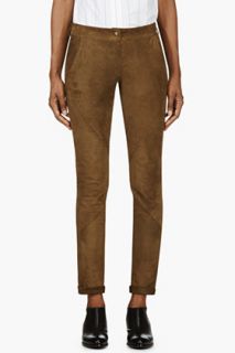 Roseanna Khaki Goatskin Suede Trousers