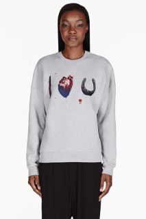 Msgm Grey I Love U Toilet Paper Edition Sweater