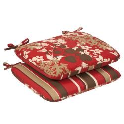 Pillow Perfect Outdoor Red/ Brown Floral/ Striped Rounded Reversible Seat Cushions (set Of 2) (Red/brown reversible floral/stripedMaterials PolyesterFill 100 percent virgin polyester fiber fillClosure Sewn seam Weather resistantUV protection Care instr