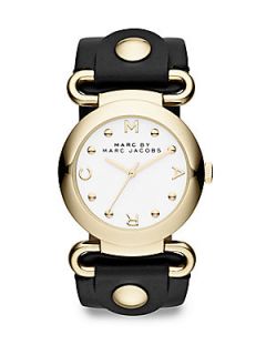 Marc by Marc Jacobs Goldtone Finished Stainless Steel Leather Strap Watch   Gold