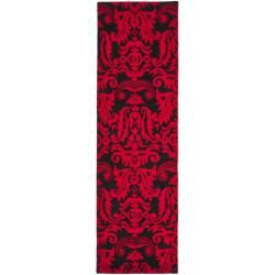 Handmade New Zealand Wool Minna Black/ Red Rug (26 X 8)