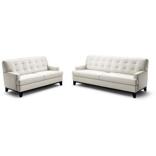 Adair White Leather Modern Sofa Set