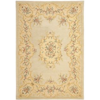 Handmade Light Green/ Beige Hand spun Wool Rug (5 X 8)