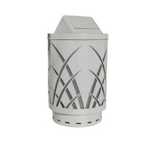 Witt Industries 24 in Round Receptacle w/ 40 gal Capacity & Lid Attachment Kit, 44 in H, Silver