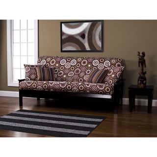 Rockin Around Machine washable Polyester Full size Futon Cover (Cocoa brown, mocha brown, caramel, wheat, rust red, stone, white, black Pattern Contemporary concentric circleCare instructions Machine washable Dimensions 74 inches long x 53 inches wideT