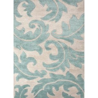 Hand tufted Blue Floral Wool/ Silk Rug (2 X 3)