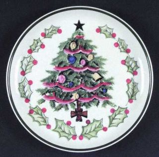 Lefton Lef27 Salad Plate, Fine China Dinnerware   Holly/Berries/Christmas Tree,G