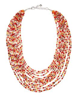 Multi Layered Beaded Necklace, Orange