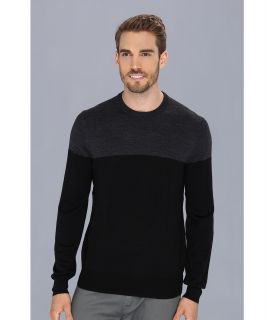 Calvin Klein Color Blocked Crew 12GG Merino Sweater Mens Sweater (Black)