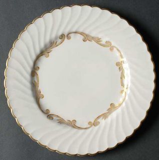 Syracuse Baroque Gray Luncheon Plate, Fine China Dinnerware   Gray/Gold Scrolls,