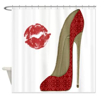  Red Lace Stiletto and Kiss Shower Curtain  Use code FREECART at Checkout