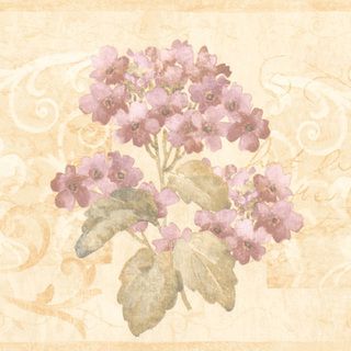Beige Floral Scroll Border Wallpaper (BeigeDimensions 6 7/8 inches x 15Gender NeutralTheme FloralMaterials Solid sheet vinylCare Instructions ScrubbableHanging Instructions Pre pasted )