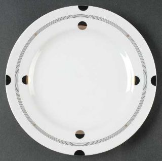 Studio Nova Footlights Salad Plate, Fine China Dinnerware   Gold & Black Design