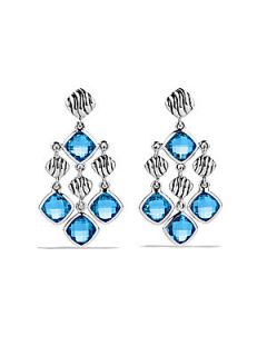 David Yurman Blue Topaz & Sterling Silver Chandelier Earrings   Blue 