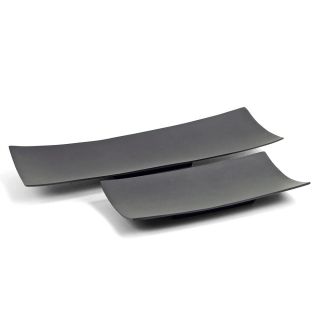 Black Aluminum Long Trays (set Of 2)