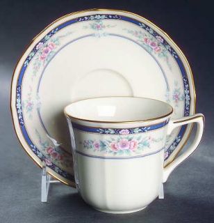 Noritake Auburndale Flat Cup & Saucer Set, Fine China Dinnerware   Ivory Porcela